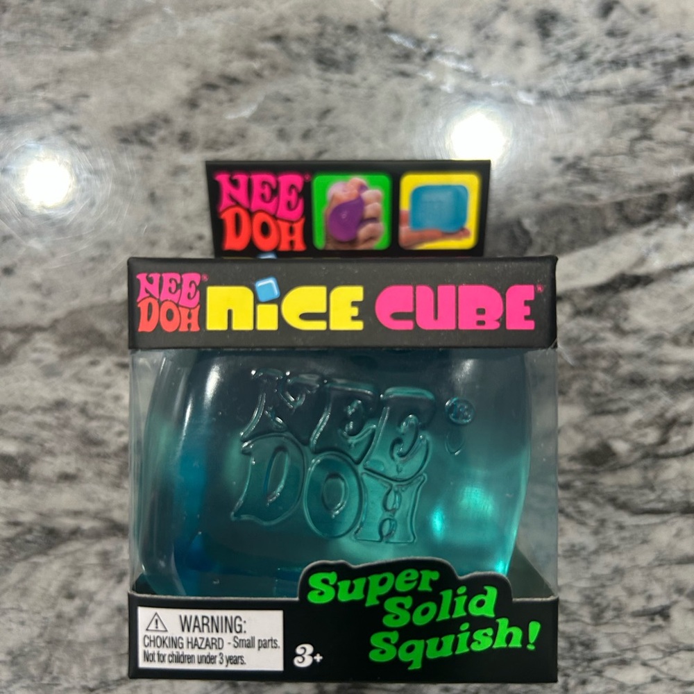 Nee Doh Nice Cube Super Solid Squish - Teal Blue